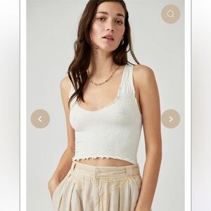 Free People White Textured Crop Top